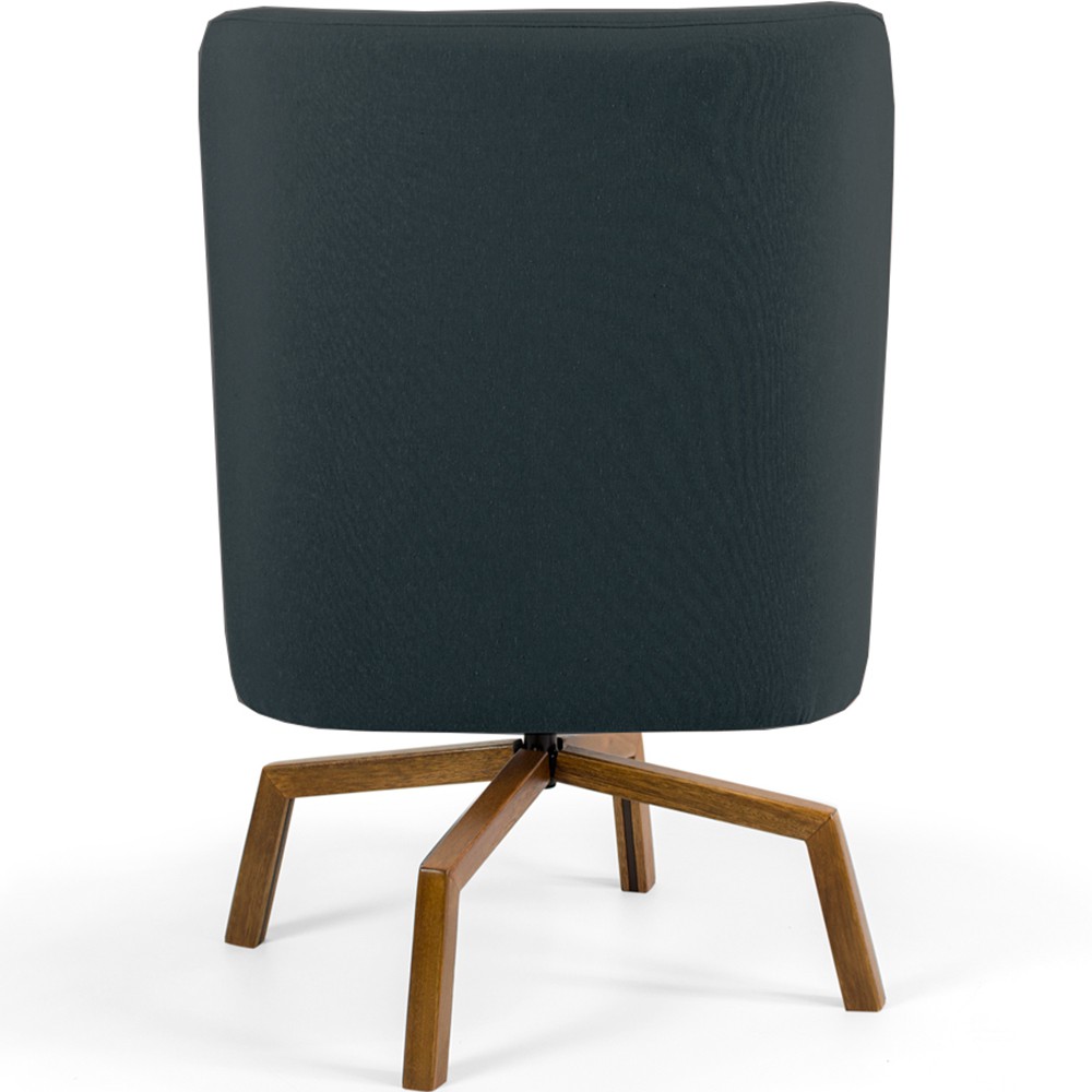 Poltrona Decorativa Giratória Base Ka Castanho Pérsia D02 Linho Chumbo C-465 - Lyam Decor