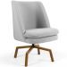 Poltrona Decorativa Giratória Base Ka Castanho Pérsia D02 Linho Cinza C-315 - Lyam Decor