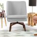 Poltrona Decorativa Giratória Base Ka Castanho Pérsia D02 Linho Cinza C-315 - Lyam Decor