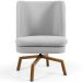 Poltrona Decorativa Giratória Base Ka Castanho Pérsia D02 Linho Cinza C-315 - Lyam Decor