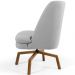 Poltrona Decorativa Giratória Base Ka Castanho Pérsia D02 Linho Cinza C-315 - Lyam Decor