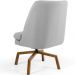 Poltrona Decorativa Giratória Base Ka Castanho Pérsia D02 Linho Cinza C-315 - Lyam Decor