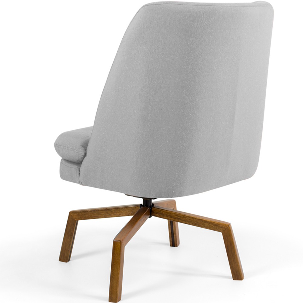 Poltrona Decorativa Giratória Base Ka Castanho Pérsia D02 Linho Cinza C-315 - Lyam Decor