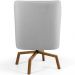 Poltrona Decorativa Giratória Base Ka Castanho Pérsia D02 Linho Cinza C-315 - Lyam Decor