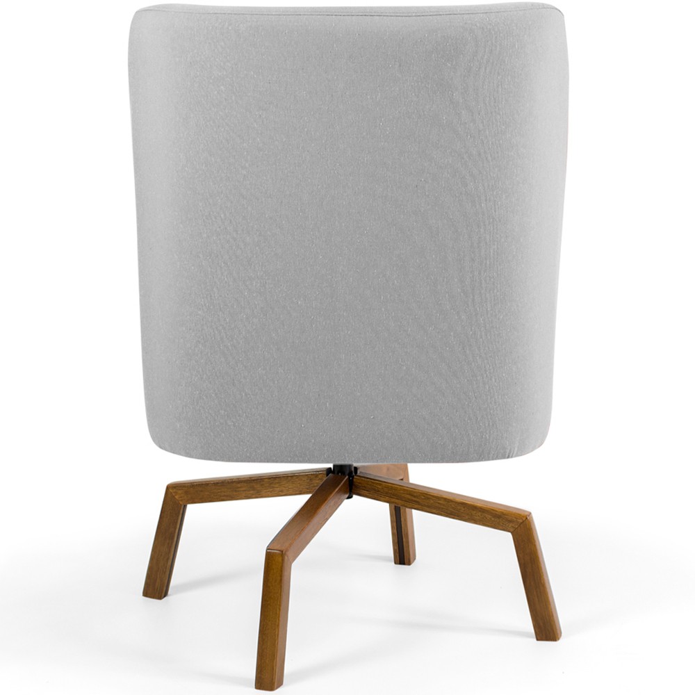 Poltrona Decorativa Giratória Base Ka Castanho Pérsia D02 Linho Cinza C-315 - Lyam Decor