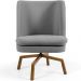 Poltrona Decorativa Giratória Base Ka Castanho Pérsia D02 Linho Cinza C-416 - Lyam Decor