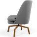 Poltrona Decorativa Giratória Base Ka Castanho Pérsia D02 Linho Cinza C-416 - Lyam Decor