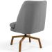 Poltrona Decorativa Giratória Base Ka Castanho Pérsia D02 Linho Cinza C-416 - Lyam Decor