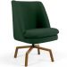 Poltrona Decorativa Giratória Base Ka Castanho Pérsia D02 Linho Verde C-117 - Lyam Decor