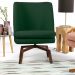 Poltrona Decorativa Giratória Base Ka Castanho Pérsia D02 Linho Verde C-117 - Lyam Decor