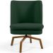 Poltrona Decorativa Giratória Base Ka Castanho Pérsia D02 Linho Verde C-117 - Lyam Decor
