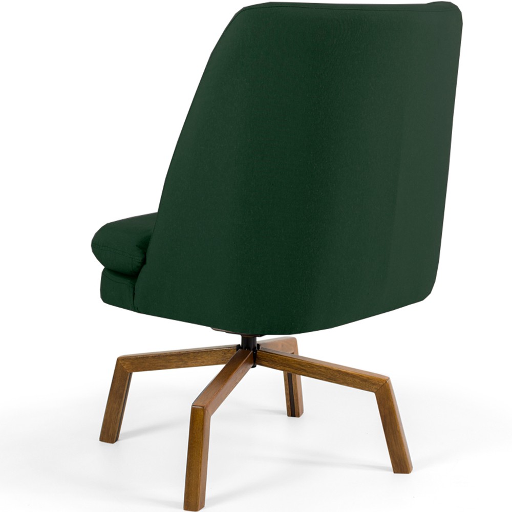 Poltrona Decorativa Giratória Base Ka Castanho Pérsia D02 Linho Verde C-117 - Lyam Decor