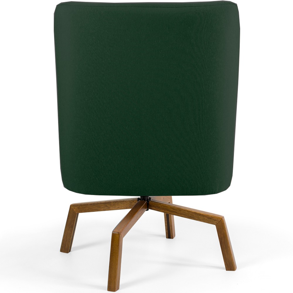 Poltrona Decorativa Giratória Base Ka Castanho Pérsia D02 Linho Verde C-117 - Lyam Decor