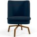 Poltrona Decorativa Giratória Base Ka Castanho Pérsia D02 Veludo Azul Oxford B-304 - Lyam Decor