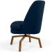 Poltrona Decorativa Giratória Base Ka Castanho Pérsia D02 Veludo Azul Oxford B-304 - Lyam Decor