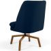 Poltrona Decorativa Giratória Base Ka Castanho Pérsia D02 Veludo Azul Oxford B-304 - Lyam Decor