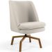 Poltrona Decorativa Giratória Base Ka Castanho Pérsia D02 Veludo Bege B-309 - Lyam Decor