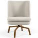 Poltrona Decorativa Giratória Base Ka Castanho Pérsia D02 Veludo Bege B-309 - Lyam Decor