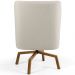Poltrona Decorativa Giratória Base Ka Castanho Pérsia D02 Veludo Bege B-309 - Lyam Decor
