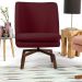 Poltrona Decorativa Giratória Base Ka Castanho Pérsia D02 Veludo Marsala B-278 - Lyam Decor