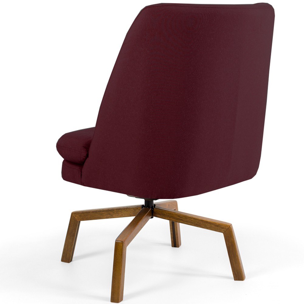 Poltrona Decorativa Giratória Base Ka Castanho Pérsia D02 Veludo Marsala B-278 - Lyam Decor