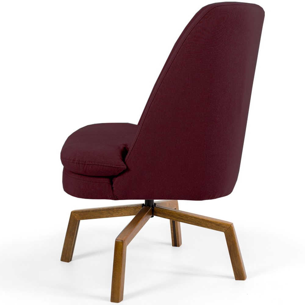 Poltrona Decorativa Giratória Base Ka Castanho Pérsia D02 Veludo Marsala B-278 - Lyam Decor