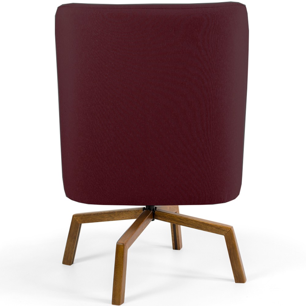 Poltrona Decorativa Giratória Base Ka Castanho Pérsia D02 Veludo Marsala B-278 - Lyam Decor
