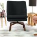 Poltrona Decorativa Giratória Base Ka Castanho Pérsia D02 Veludo Preto B-300 - Lyam Decor