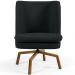 Poltrona Decorativa Giratória Base Ka Castanho Pérsia D02 Veludo Preto B-300 - Lyam Decor