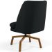 Poltrona Decorativa Giratória Base Ka Castanho Pérsia D02 Veludo Preto B-300 - Lyam Decor