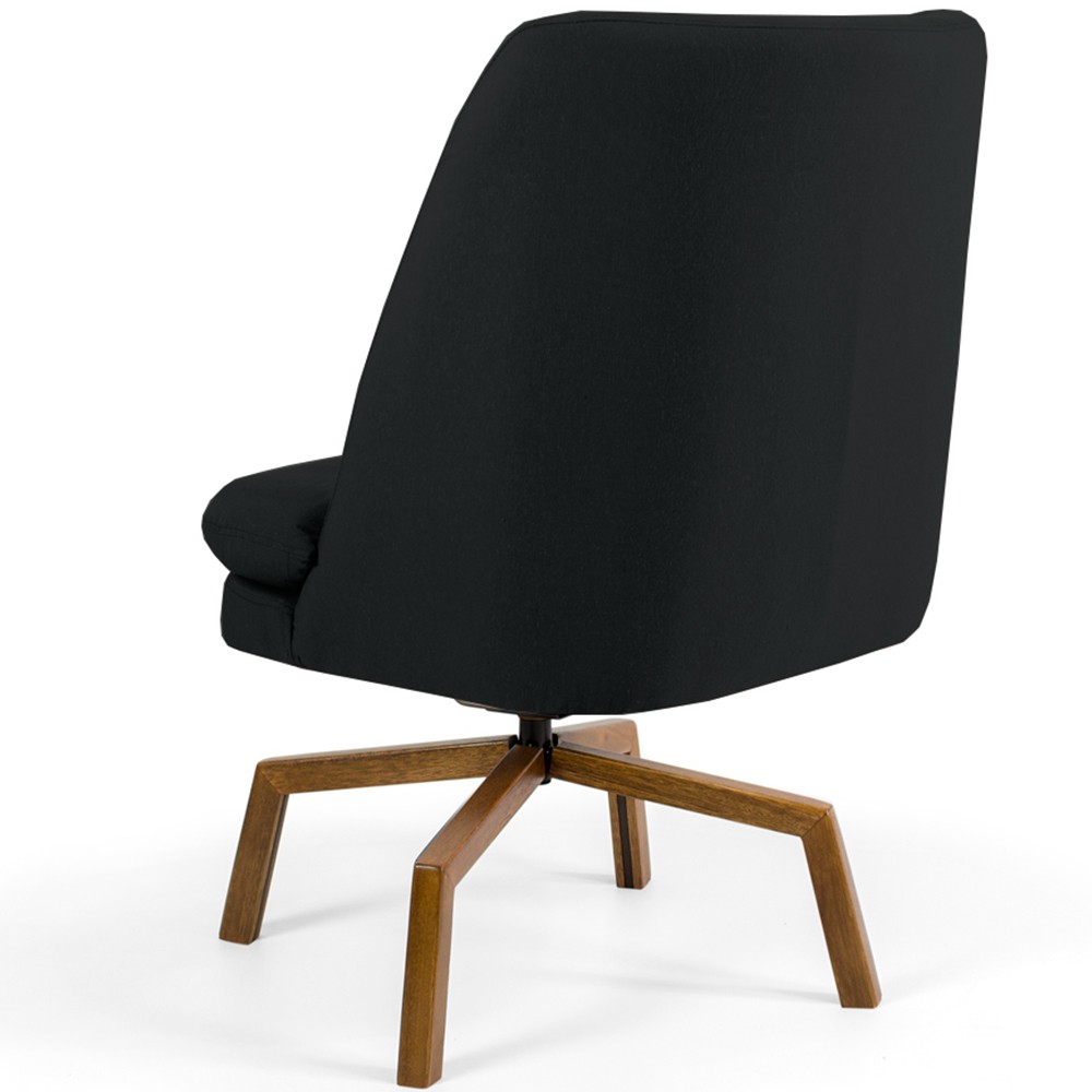Poltrona Decorativa Giratória Base Ka Castanho Pérsia D02 Veludo Preto B-300 - Lyam Decor