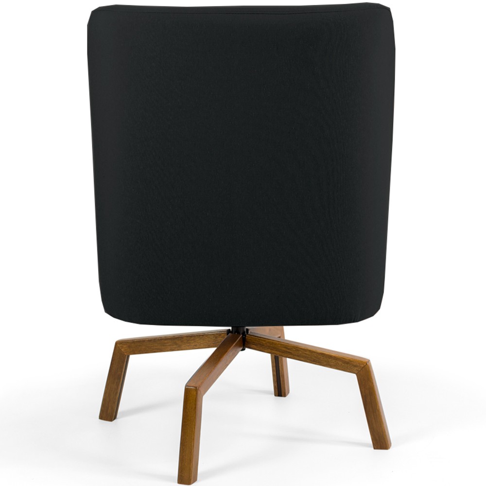 Poltrona Decorativa Giratória Base Ka Castanho Pérsia D02 Veludo Preto B-300 - Lyam Decor