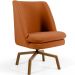 Poltrona Decorativa Giratória Base Ka Castanho Pérsia D02 Veludo Telha B-262 - Lyam Decor