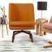 Poltrona Decorativa Giratória Base Ka Castanho Pérsia D02 Veludo Telha B-262 - Lyam Decor