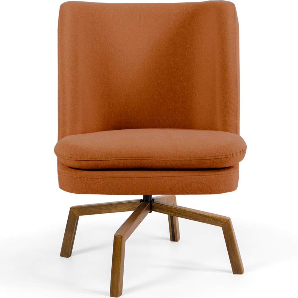Poltrona Decorativa Giratória Base Ka Castanho Pérsia D02 Veludo Telha B-262 - Lyam Decor