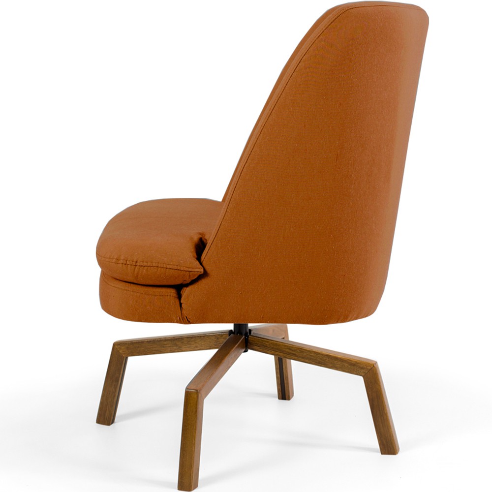 Poltrona Decorativa Giratória Base Ka Castanho Pérsia D02 Veludo Telha B-262 - Lyam Decor