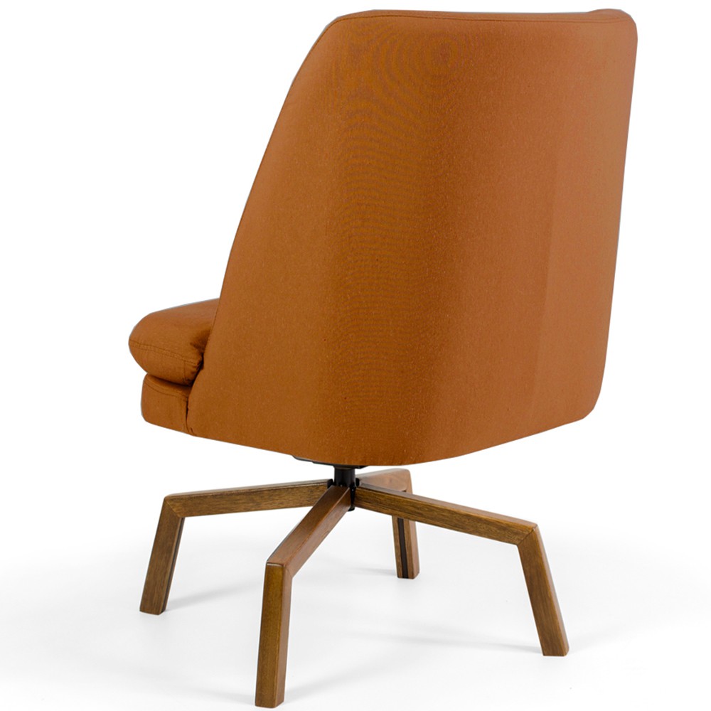 Poltrona Decorativa Giratória Base Ka Castanho Pérsia D02 Veludo Telha B-262 - Lyam Decor