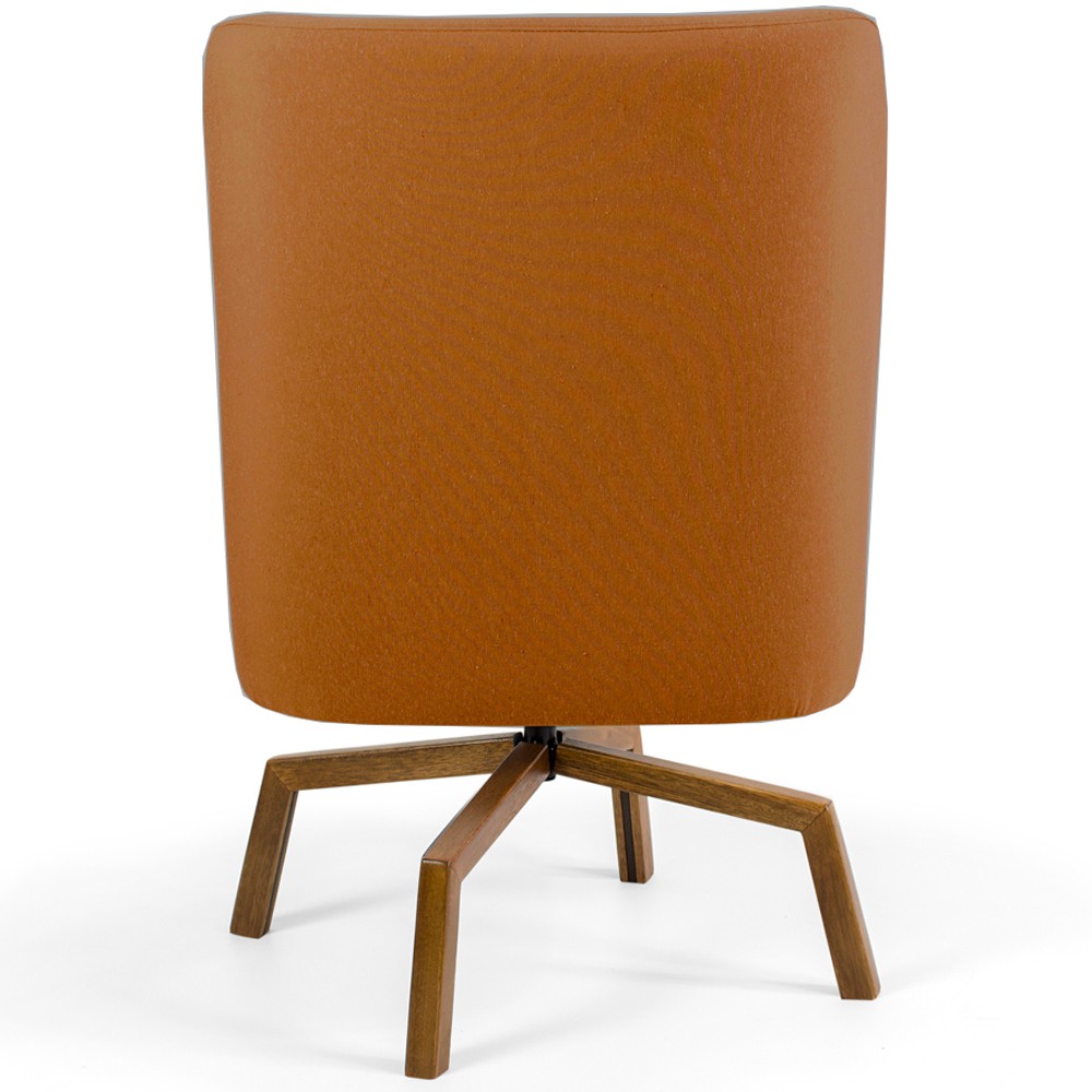 Poltrona Decorativa Giratória Base Ka Castanho Pérsia D02 Veludo Telha B-262 - Lyam Decor