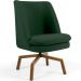 Poltrona Decorativa Giratória Base Ka Castanho Pérsia D02 Veludo Verde B-303 - Lyam Decor