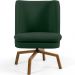 Poltrona Decorativa Giratória Base Ka Castanho Pérsia D02 Veludo Verde B-303 - Lyam Decor