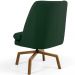 Poltrona Decorativa Giratória Base Ka Castanho Pérsia D02 Veludo Verde B-303 - Lyam Decor