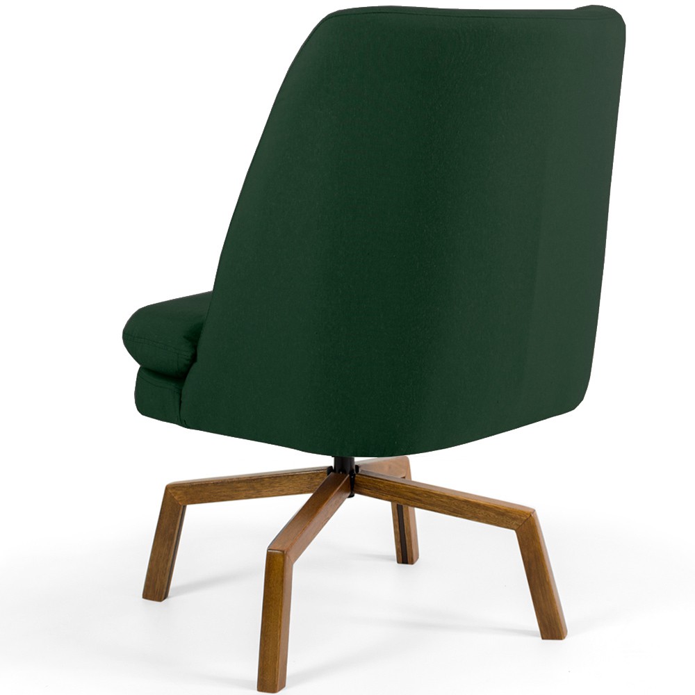 Poltrona Decorativa Giratória Base Ka Castanho Pérsia D02 Veludo Verde B-303 - Lyam Decor