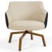 Poltrona Decorativa Giratória Base Ka Jade D02 Linho Bege C-129 Tressê Corano Preto - Lyam Decor