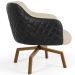 Poltrona Decorativa Giratória Base Ka Jade D02 Linho Bege C-129 Tressê Corano Preto - Lyam Decor