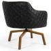 Poltrona Decorativa Giratória Base Ka Jade D02 Linho Bege C-129 Tressê Corano Preto - Lyam Decor