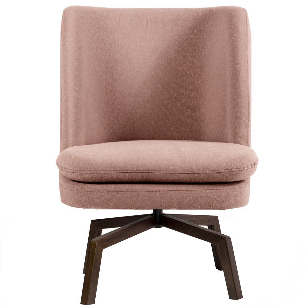 Poltrona Decorativa Giratória Base Ka Pérsia D02 Algodão Rosa C-105 - Lyam Decor