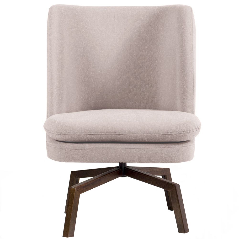 Poltrona Decorativa Giratória Base Ka Pérsia D02 Linho Bege C-107 - Lyam Decor