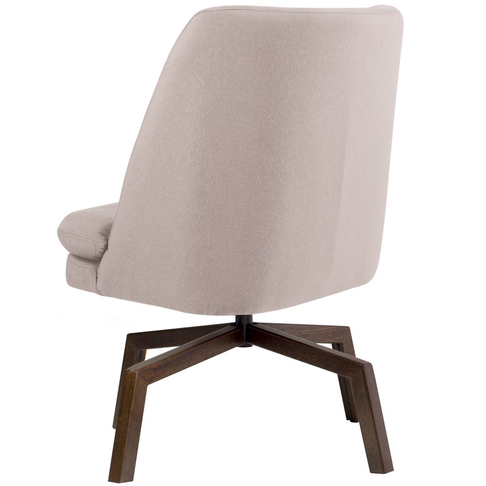 Poltrona Decorativa Giratória Base Ka Pérsia D02 Linho Bege C-107 - Lyam Decor