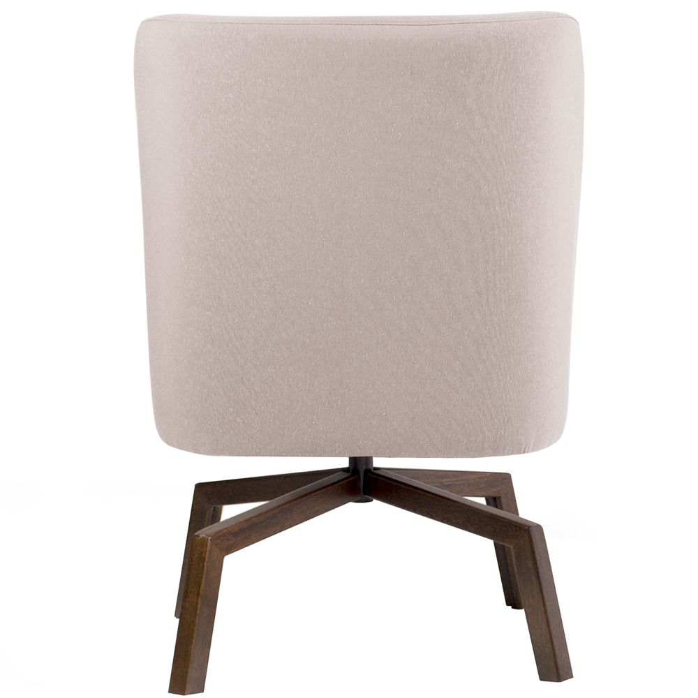 Poltrona Decorativa Giratória Base Ka Pérsia D02 Linho Bege C-107 - Lyam Decor