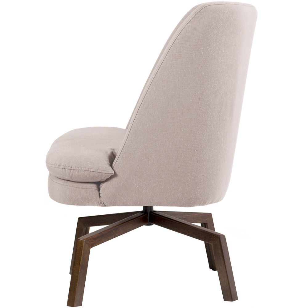 Poltrona Decorativa Giratória Base Ka Pérsia D02 Linho Bege C-107 - Lyam Decor